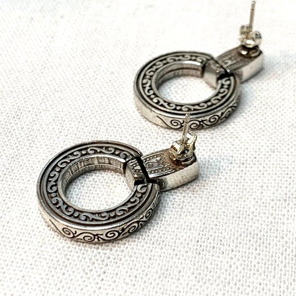 Sterling Sliver Door Knocker Earrings with Scroll Design 1.25" by 1" Post Backs - Picture 5 of 9